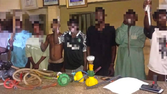 The eight suspected miscreants