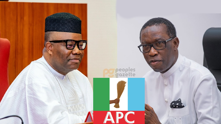 Godswill Akpabio, Ifeanyi Okowa and the APC emblem