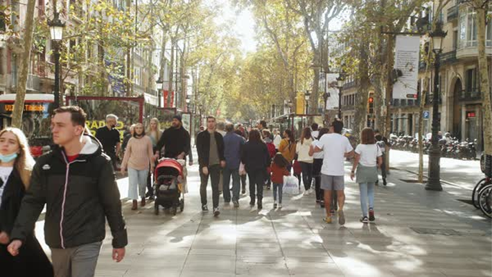 Crowded street in Spain