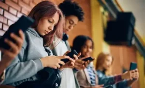 Teens using phones