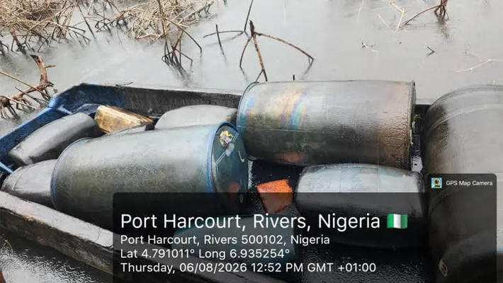 Litres of illegally refined diesel