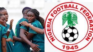 The Super Falcons and the NFF logo