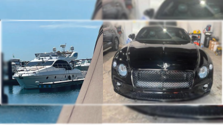 Yacht and Bentley Continental GT purchased with proceeds of alleged fraud 