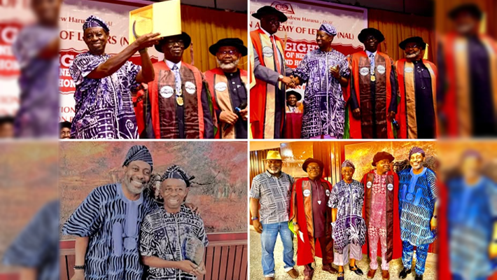 Tunde Kelani receiving his award, and others