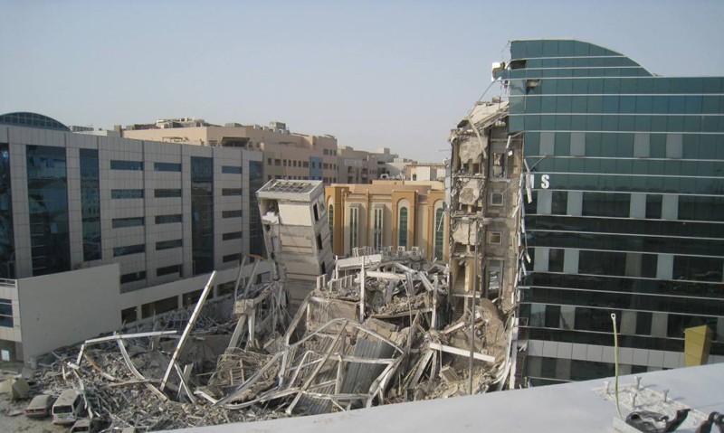 Damaged buildings in UAE