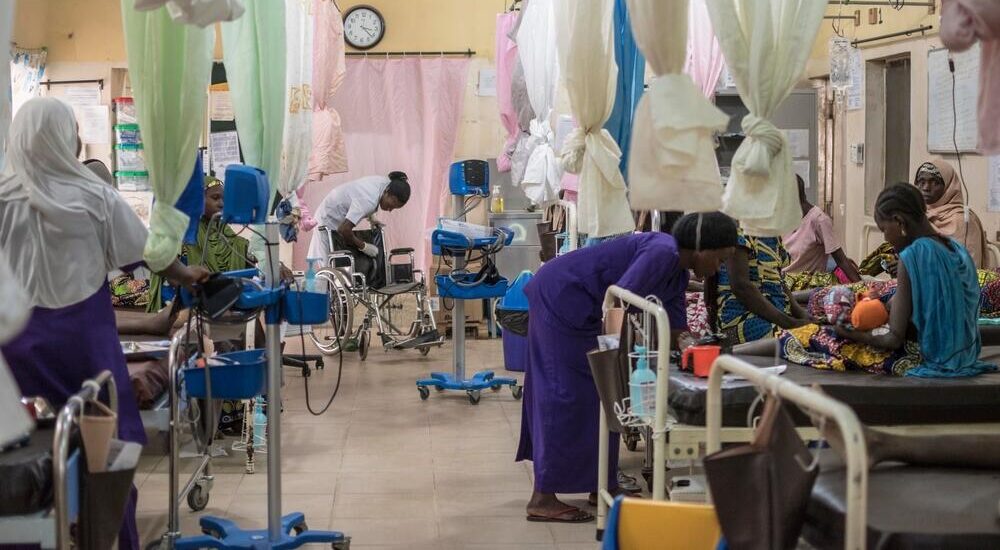 Healthcare professionals in a maternity ward