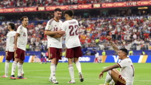The Spanish team after the semi-final match