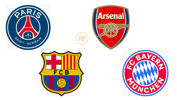 PSG, Arsenal, Barcelona, Bayern Munich