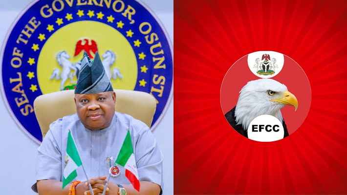 Governor Adeleke and EFCC logo