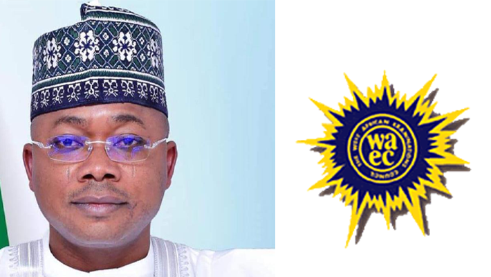Kogi State Governor, Ahmed Ododo and WAEC logo
