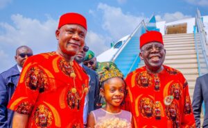 President Bola Tinubu was welcomed by Peter Mbah, the Governor of Enugu State, during his visit