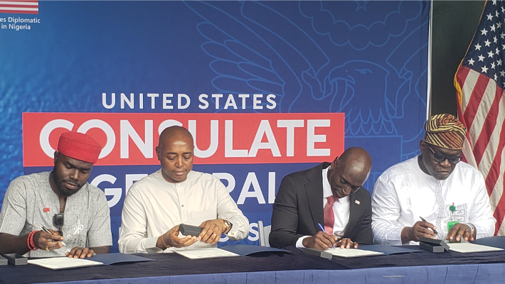 Brandon Hudspeth, Ifeanyi Ossai and others signed a document of cooperation at the National Museum, Onikan.