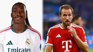 Yan Diomande and Harry Kane