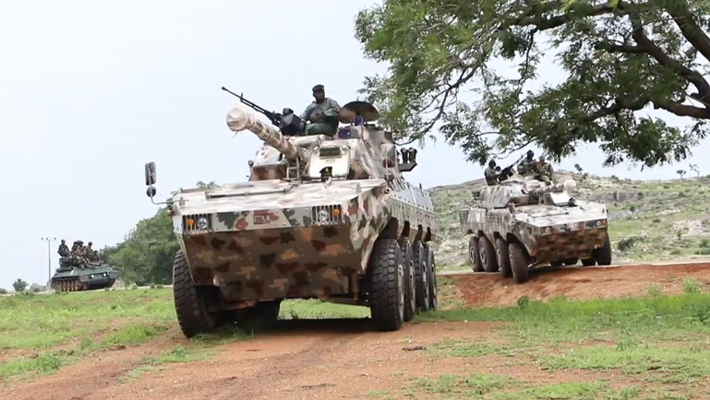 Soldiers in armoured tank