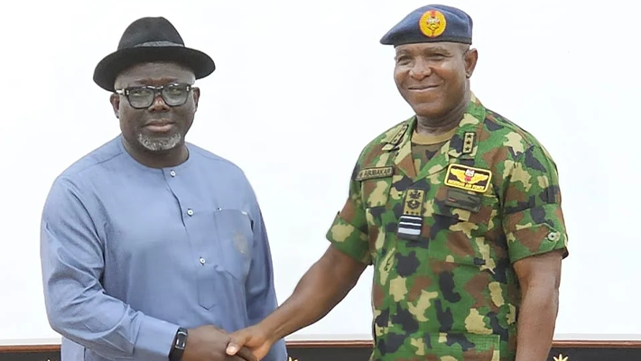 Governor Sheriff Oborevwori and Chief of Air Staff Hasan Abubakar