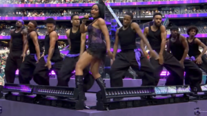 Ayra Starr performing at NFL halftime show
