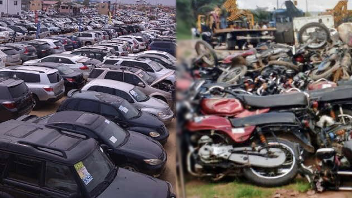 Impounded cars and motorcycles