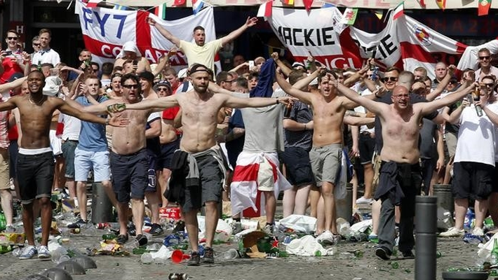 Rowdy England fans