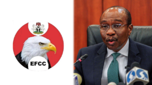 EFCC logo/ Ex-CBN governor, Godwin Emefiele