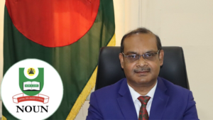 NOUN logo and Bangladesh High Commissioner to Nigeria, Miah Kabir.