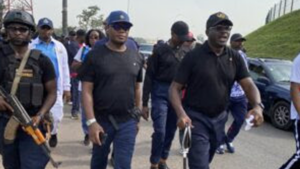 NSCDC FCT Commandant, Dr Olusola Odumosu leads personnel on fitness walk in Abuja