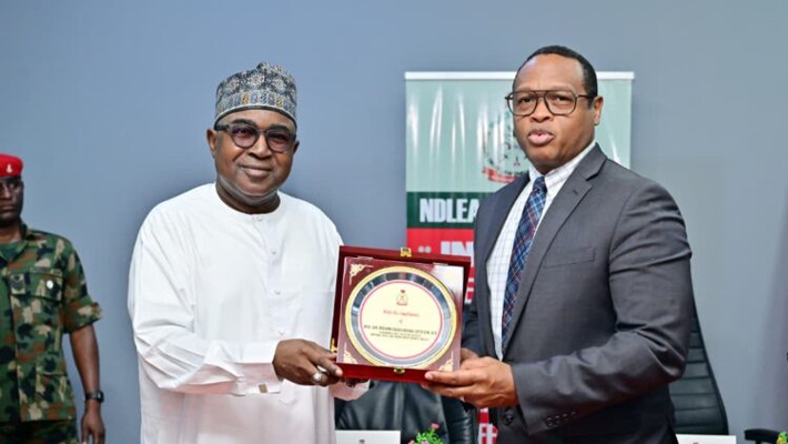 NDLEA Chairman, retired Brig. Gen Buba Marwa and Country Director of INL Nigeria, Derek Tolliver