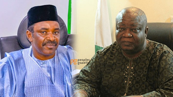 Transport minister Sa'idu Ahmed Alkali ; NRC boss Fidet Okhiria