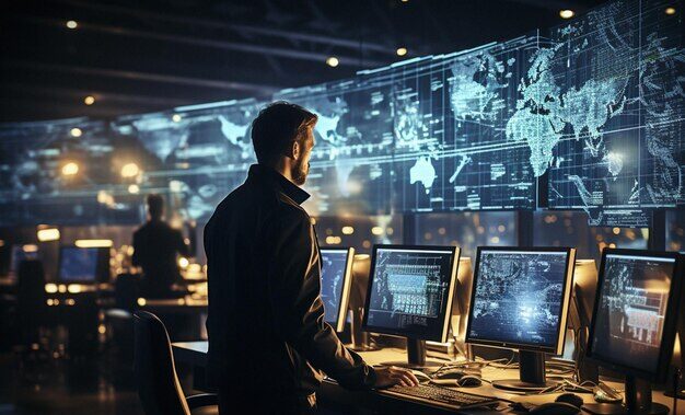 Cyber experts using networks of computers.