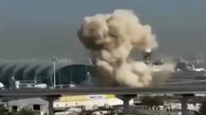 Smoke plumes from missiles attack on UAE