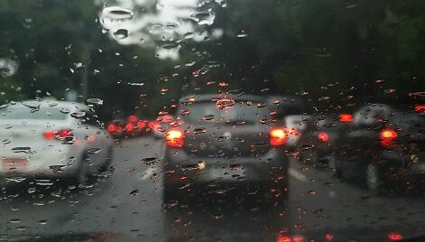 Vehicles driving in rain