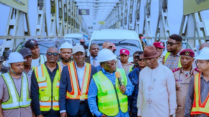 David Umahi at the Onitsha Bridge head