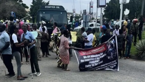 Protesting blind persons
