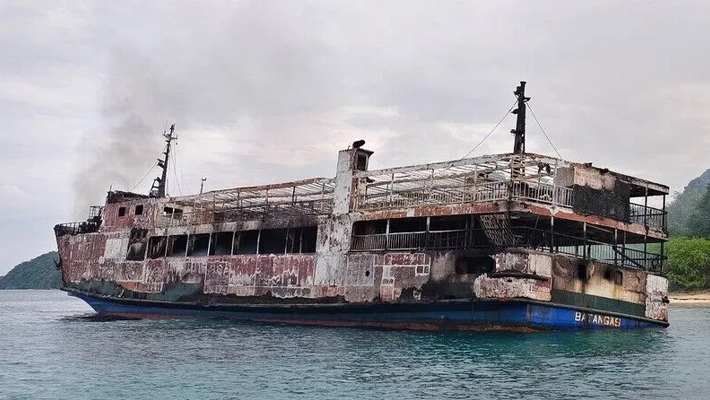 The ferry after the fire incident