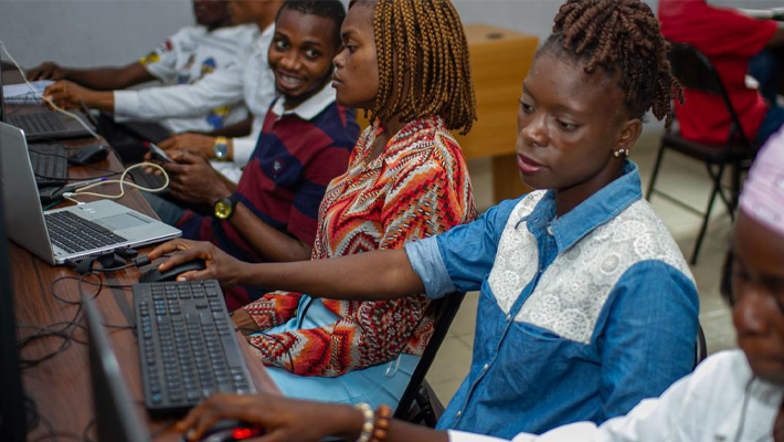 Youths at a skills training