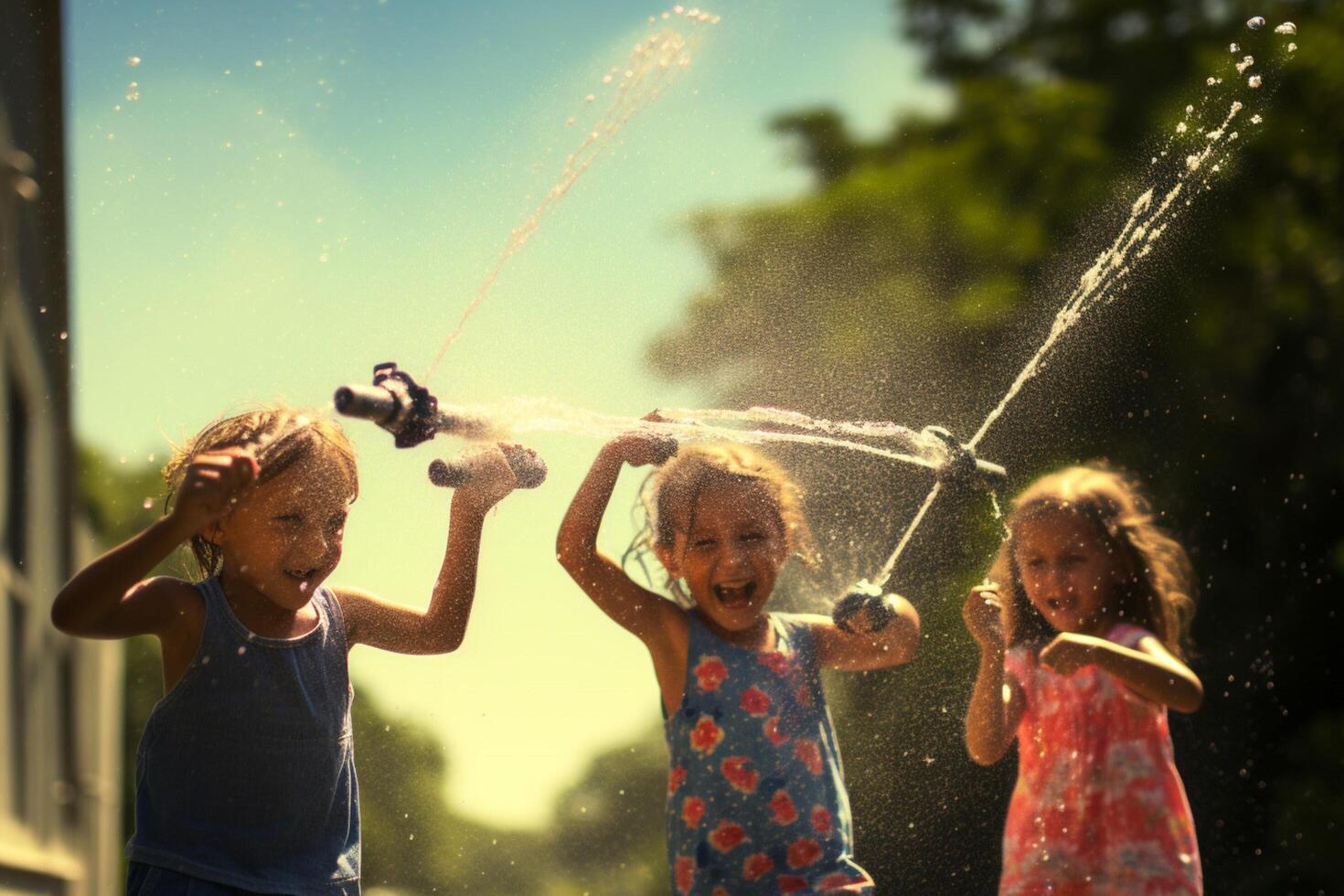 Kids playing with water