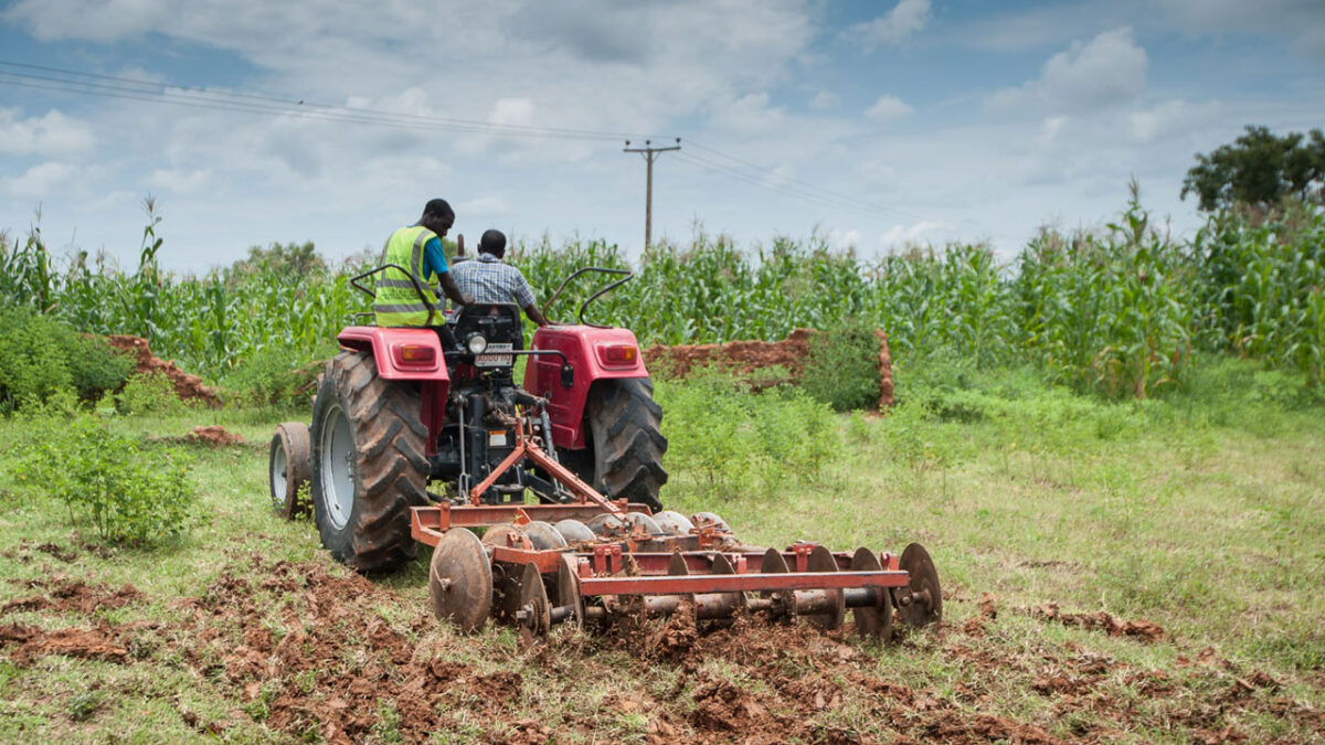 Tractors on farm