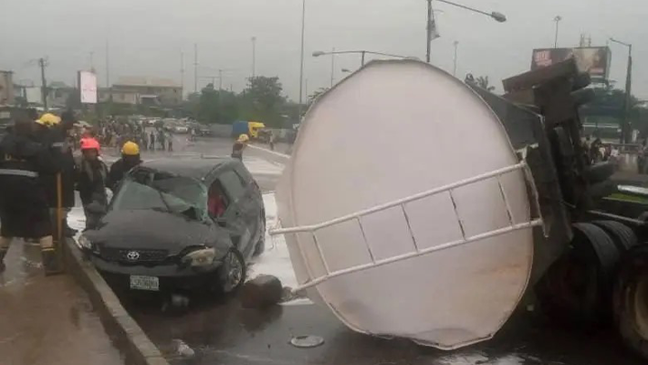 Fallen fuel truck