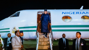Shettima disembarking from plane