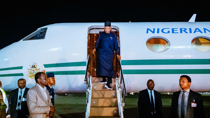 Shettima disembarking from plane