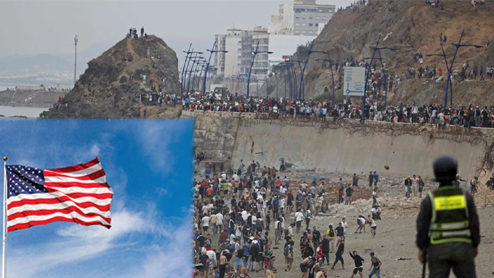 U.S. flag and Ceuta