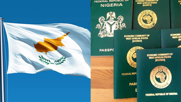 Cyprus flag and Nigerian passports