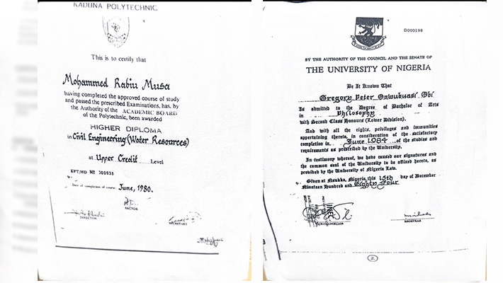 Kwankwaso and Obi's Certificates