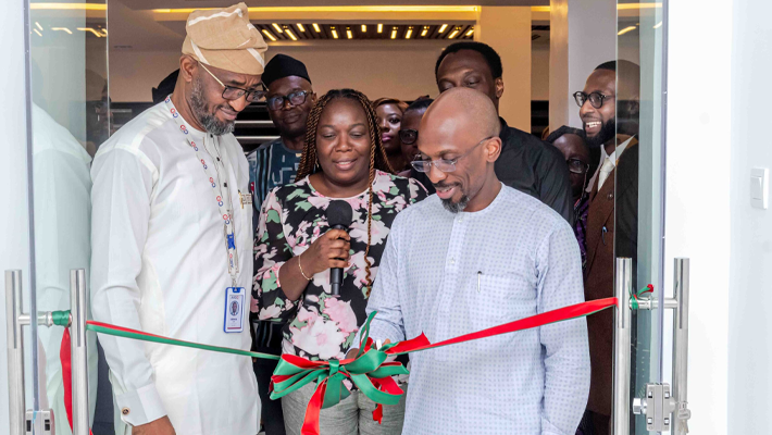 L-R: Mr. Gbenga Ilori, Executive Director & Head, Retail Business Division; Mrs. Bisola Elias, Chief Financial Officer; and Mr. Babatunde Fajemirokun, Managing Director & Chief Executive Officer, during the unveiling of the Learning & Conference Centre at AIICO’s Head Office, Victoria Island, Lagos.