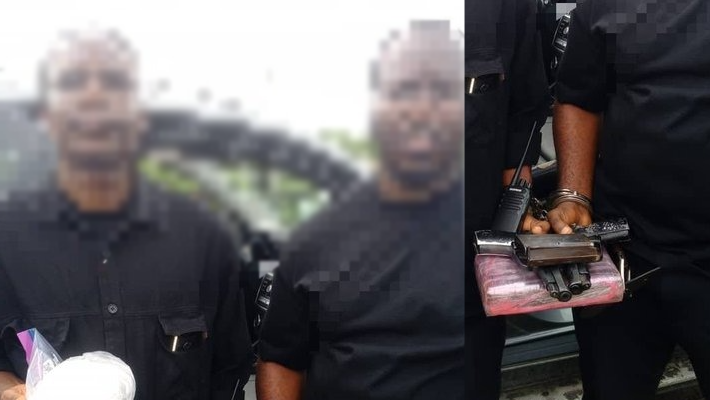 Omini Ezeri and Chinedum Wagbara, and the two locally fabricated Beretta pistols.