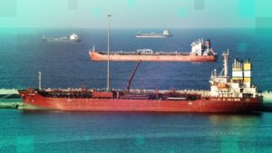 Ships awaiting to pass the Strait of Hormuz