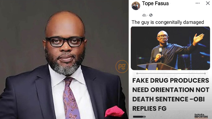 Tope Fasua and a screensot of his comment on a Facebook Post