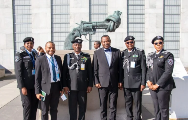 IGP Tunji Disu (3rd left) flanked by the Permanent Representative of Nigeria to the UN, Amb. Jimoh Ibrahim and other members of Nigeria’s delegation during the 5th UN Chiefs of Police Summit at the UN Headquarters in New York.