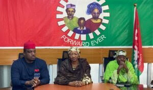 The leadership of the labour Party at the interactive session on Tuesday in Abuja Ticket