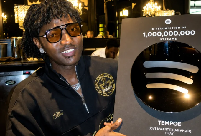 Tempoe earns Spotify billion streams plaque for love Nwantiti
