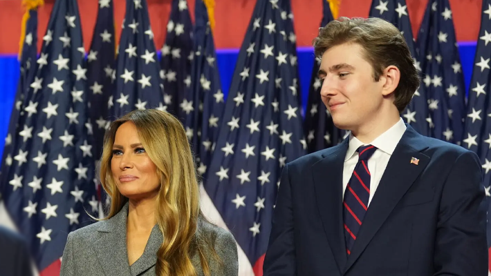 American First lady Melania Trump and her son, Baron Trump.